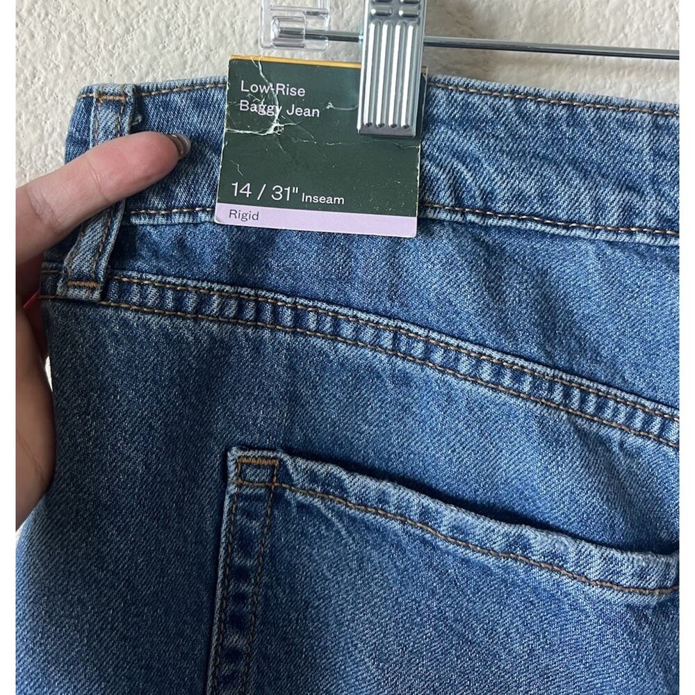 Y2K Baggy Low Rise Denim Jeans 14/R Wide Leg 90s Blue - Picture 5 of 8